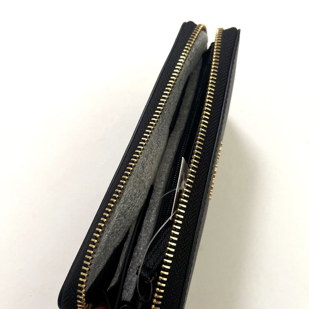 Michael Kors Jet Set Charm Wallet Black Saffiano Leather Zip Logo Long NWT - Picture 5 of 6